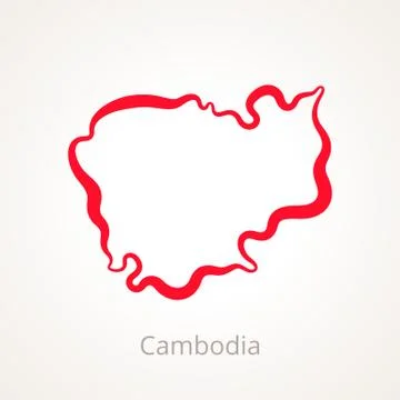 Cambodia - Outline Map Stock Illustration