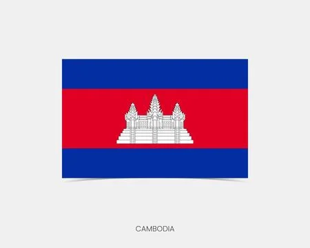 Cambodia Rectangle flag icon with shadow. 스톡 일러스트