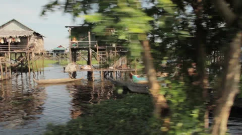 Cambodia river view thru trees.mp4 Stock Footage 26761013