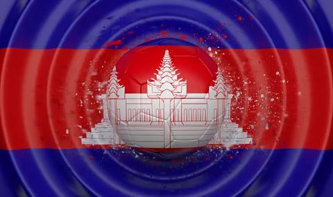 Cambodia, soccer ball, complementing the composition in the form of a flag Stock Illustration