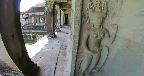 Cambodia Temple Ancient Buddha Stock Footage 159179626