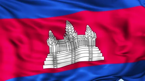 Cambodia Waving Flag Background Stock Footage 204135373