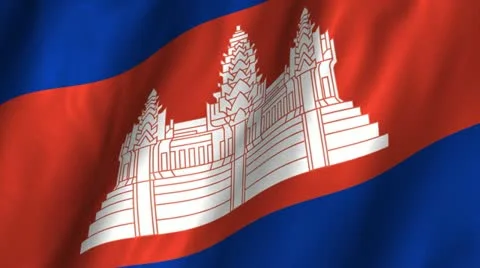 Cambodia Waving Flags Stock Footage 12246812