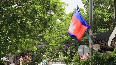 Cambodian flag Stock Footage 111280733
