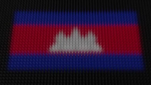 Cambodian Flag Light Shining on Scrolling Bullets Stock Footage 286849981