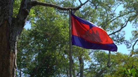 Cambodian Flag  in slowmotion Stock-Footage 77189112