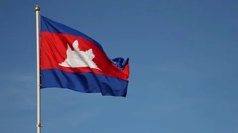 Cambodian Flag (super slow motion) Stock Footage 71294715