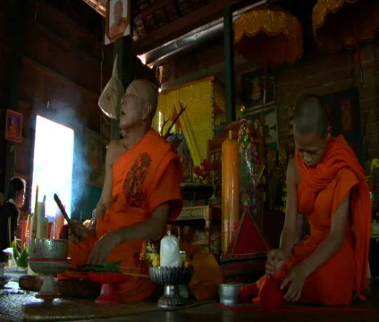 Cambodian Monk blessing ceremony Stock Footage