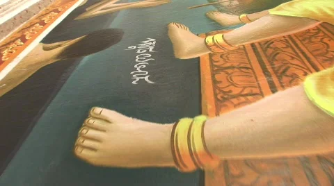 Cambodian wall murals Stock Footage 522317