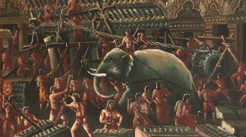 Cambodian wall murals Stock Footage 527617