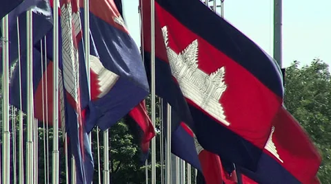 Cambodia's flag Stock Footage 36422648