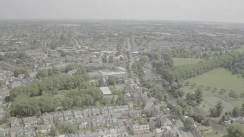 Cambridge City Suburbs 360 Panning Shot Aerial Drone Footage Stock Footage