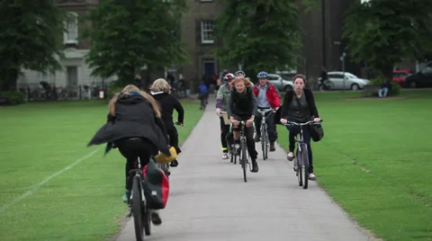 Cambridge cycling Stock Footage 31343394