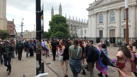 Cambridge Pride - Marching by Kings College Chapel Stock Footage 338017488
