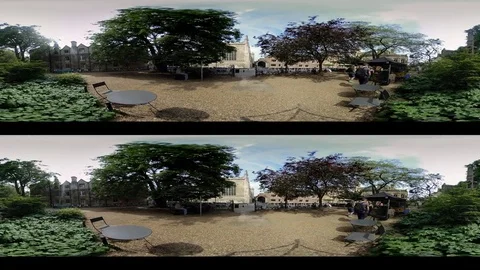 Cambridge University United Kindom England 360VR Video Stock Footage