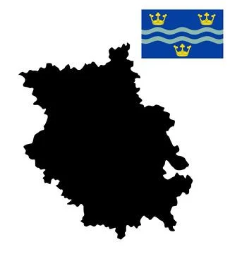 Cambridgeshire map flag vector silhouette illustration Stock Illustration