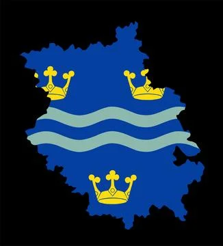 Cambridgeshire map flag vector silhouette illustration Stock-Illustration