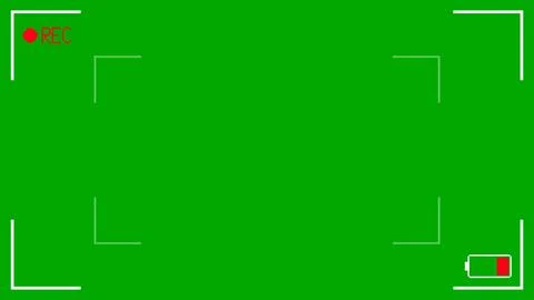 Camcorder screen interface with low battery signal. Pixel art camera viewfinder Illustrazione stock