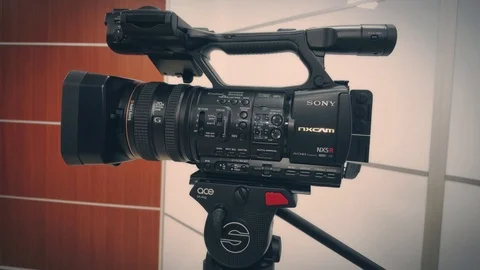 Camcorder in studio ready to record footage 4K Video Stock Footage 86422431