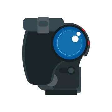 Camcorder vector flat icon front view cinema movie. Video film recording blac Stock Illustration