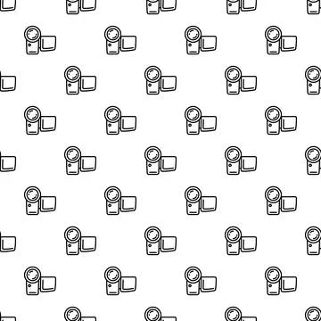 Camcorder video camera icon seamless pattern background Illustrazione stock