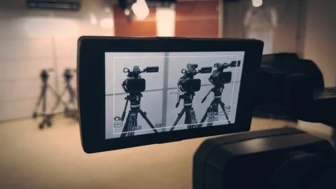 Camcorders in the studio 4K Video Stock-Footage 86421073