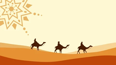 Camel and desert animation 库存影片 332541563