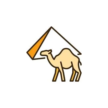 Camel and Egypt Pyramid vector concept colored icon Illustrazione stock
