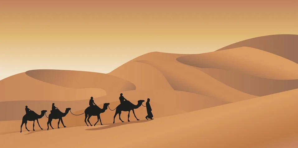 Camel caravan Stock Illustration