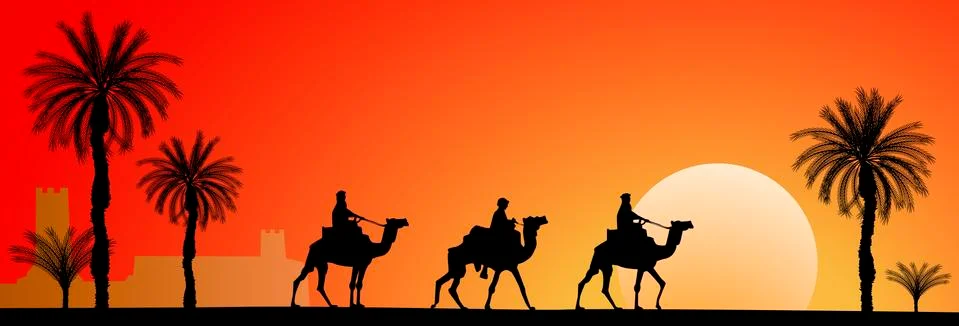 Camel caravan Stock Illustration