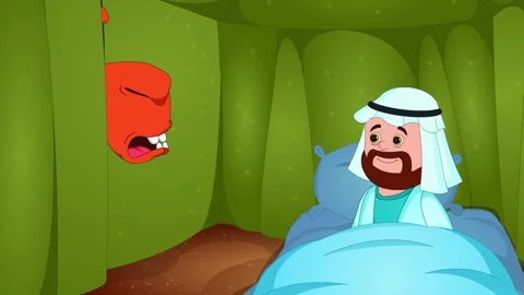 Camel conversing with a sheikh inside a tent Stock Footage 303633892