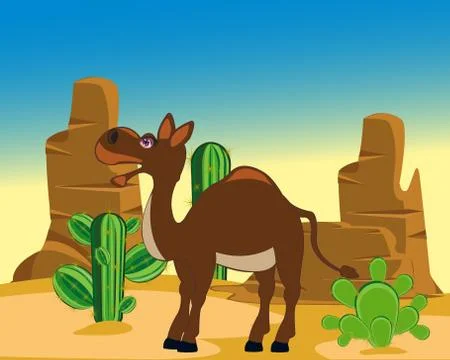 Camel in desert Stock Illustration