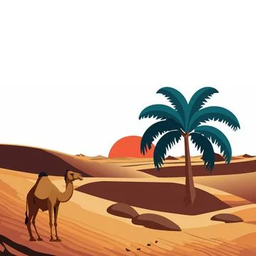 Camel in Desert Stock Illustration
