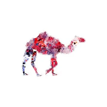 Camel desert illustration digital vector art print Stock Illustration