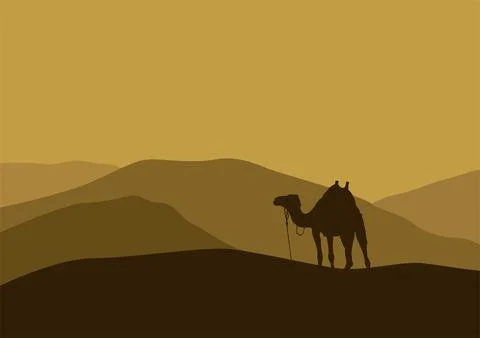 Camel in the desert vector Stock Illustration