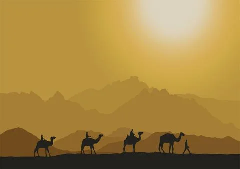 Camel in the desert vector Stock Illustration