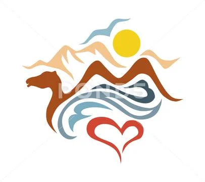 Camel in the desert vector logo Ilustração Stock