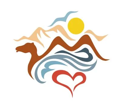 Camel in the desert vector logo Stock Illustration