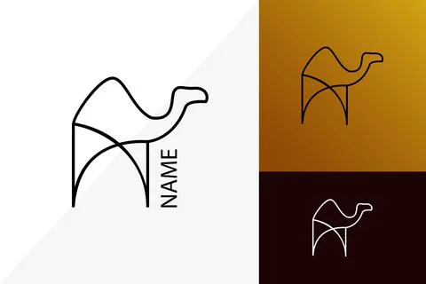 Camel drawn in one line, simple and flat icon Stock Illustration