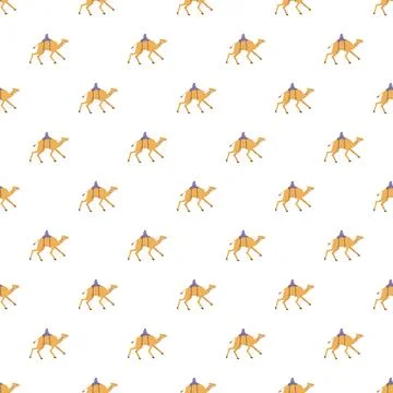 Camel dromedary animal pattern walking desert journey Stock Illustration