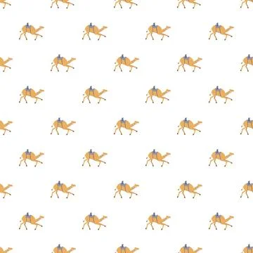 Camel dromedary animal walking pattern seamless background Stock Illustration