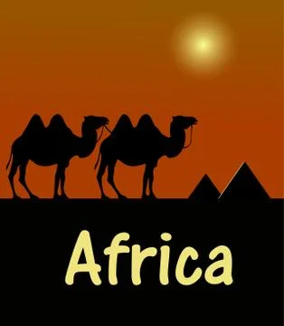Camel in egyptian desert stencil Stock-Illustration