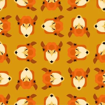 Camel face front pattern seamless. Head Animal UAE. Beast of desert backgroun Stock Illustration
