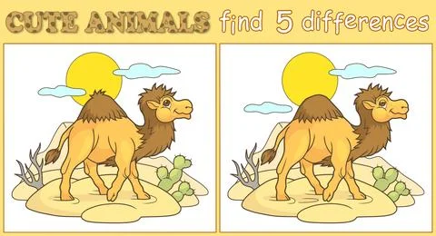 Camel, find five differences illustration Illustrazione stock