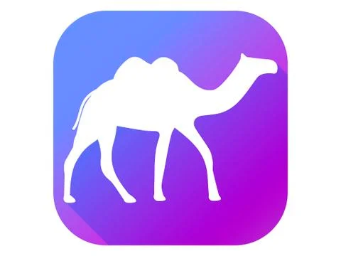 Camel flat icon with long shadow. Pictogram gradient color. Vector illustrati Ilustración de archivo