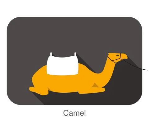 Camel kneeling on the ground, flat icon, Animal series. Stock-Illustration