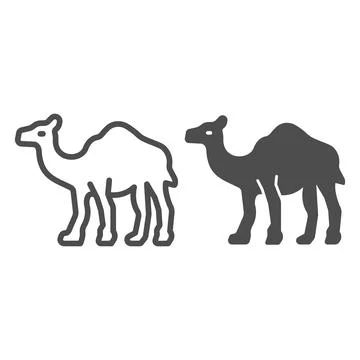 Camel line and solid icon, worldwildlife concept, camel vector sign on white Illustrazione stock