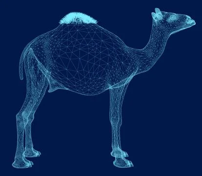 Camel line art vector design wireframe vector illustration. Stock Illustration