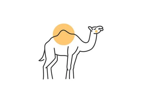 Camel Logo Design Template Vector Illustration | Animal Line Art Stock Illustration