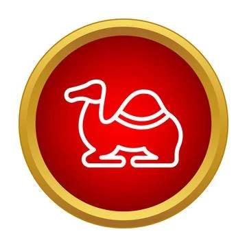 Camel outline icon in a red circle Stock Illustration